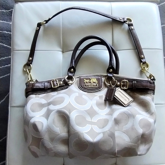 Vintage Coach MADISON OP ART LUREX Jacquard SATCHEL BAG PURSE 18608 - Picture 7 of 14